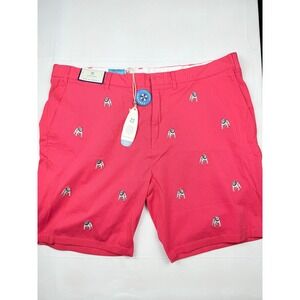 Castaway Nantucket Island Shorts 44‎ Red Bulldog Embroidered Harbor Stretch 9"